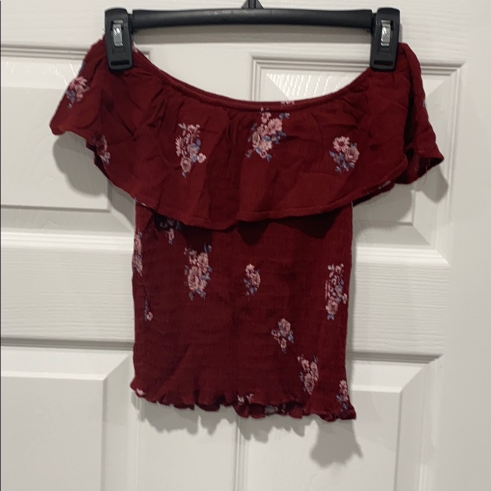 Burgundy off the shoulder top